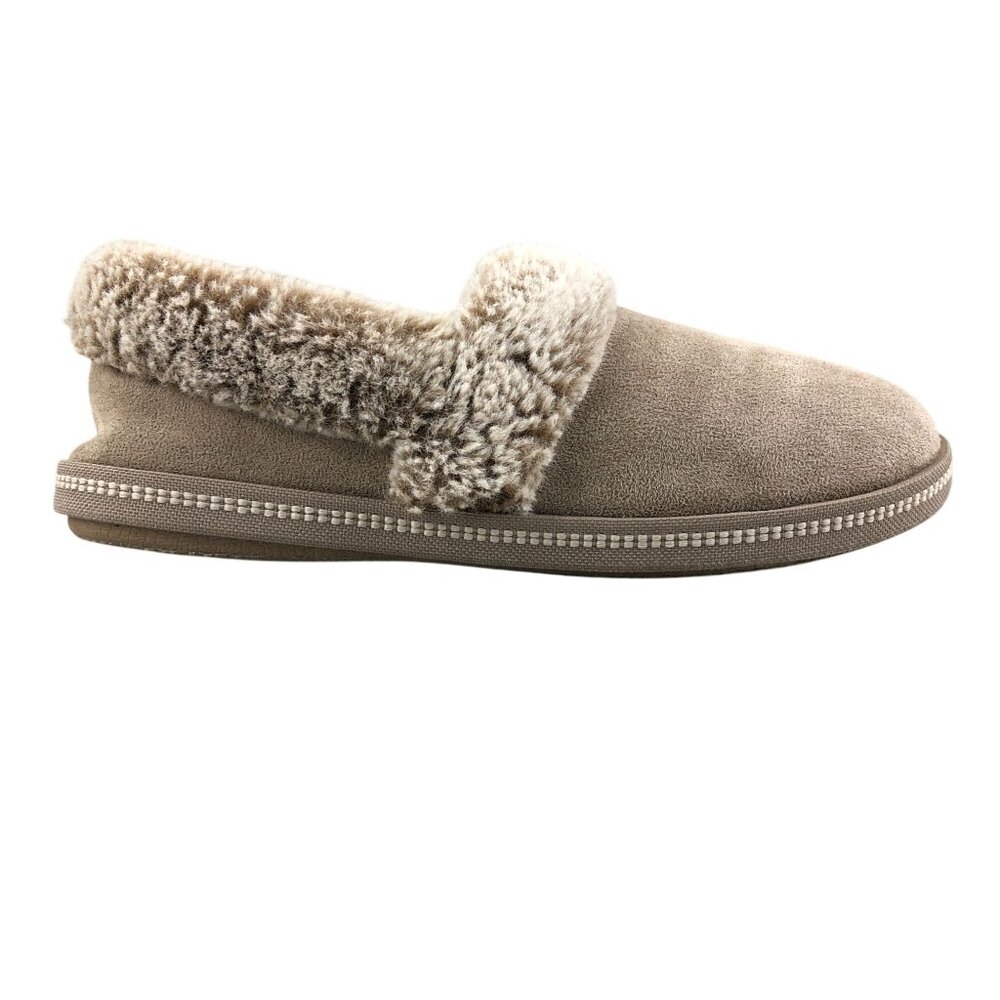 Skechers Womens Size 7 Cozy Campfire Team Toasty Dark Taupe Plush Slippers 32777